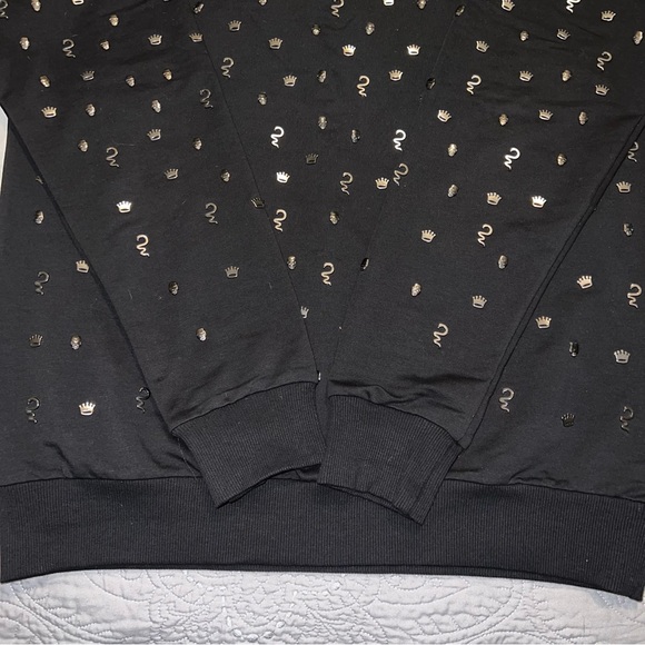 MACEOO Crew Neck Sweatshirt Embroidered Embellished Skull Snake Metal - Picture 5 of 11